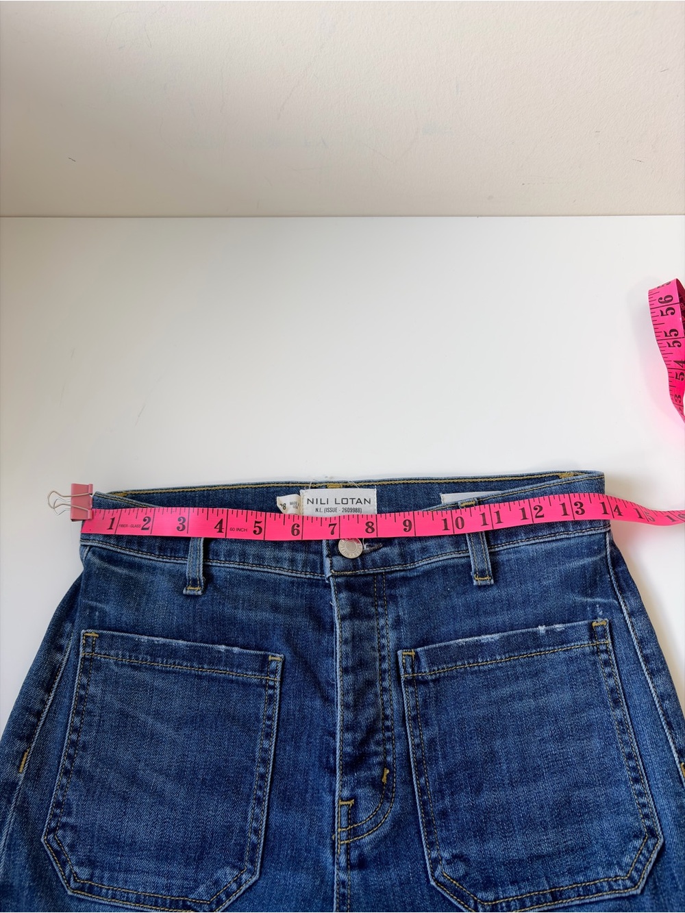 NILI LOTAN Florence Patch Pocket Flare Distressed Jeans Size 28 - Picture 13 of 15